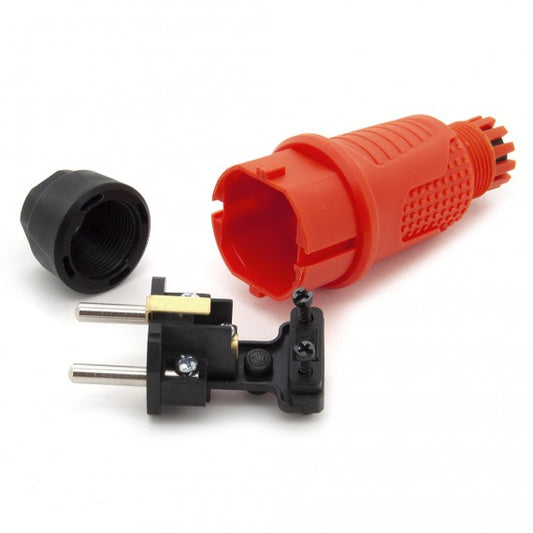 Orange rubber plug IP54, for cable, double mass, 2P+Z, REF-O, 16 ampere 250 volt, manufacturer Bylion