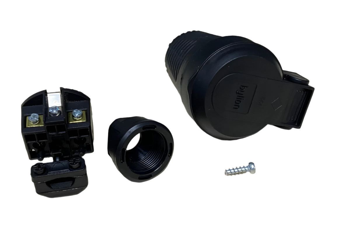 Black rubber sealed socket IP54 with door 2P+Z 16A 250V SCHUKO RDP-F Bylion