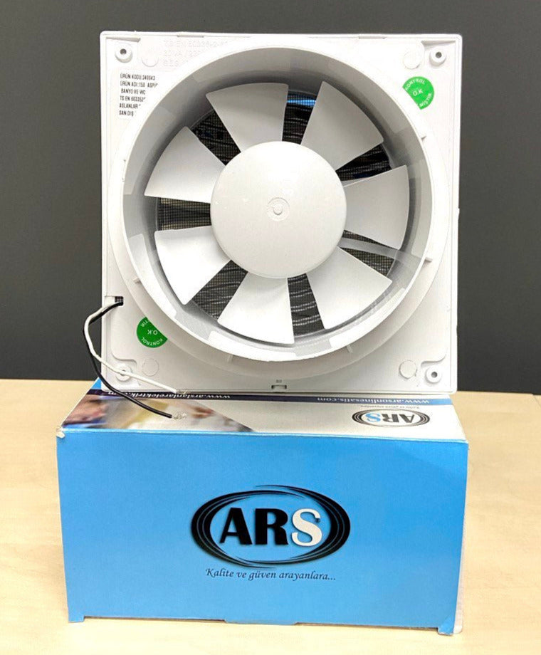 ARS-White axial wall fan for bathroom / WC white with silent grille 100 mm, 90 m3/h, 340041