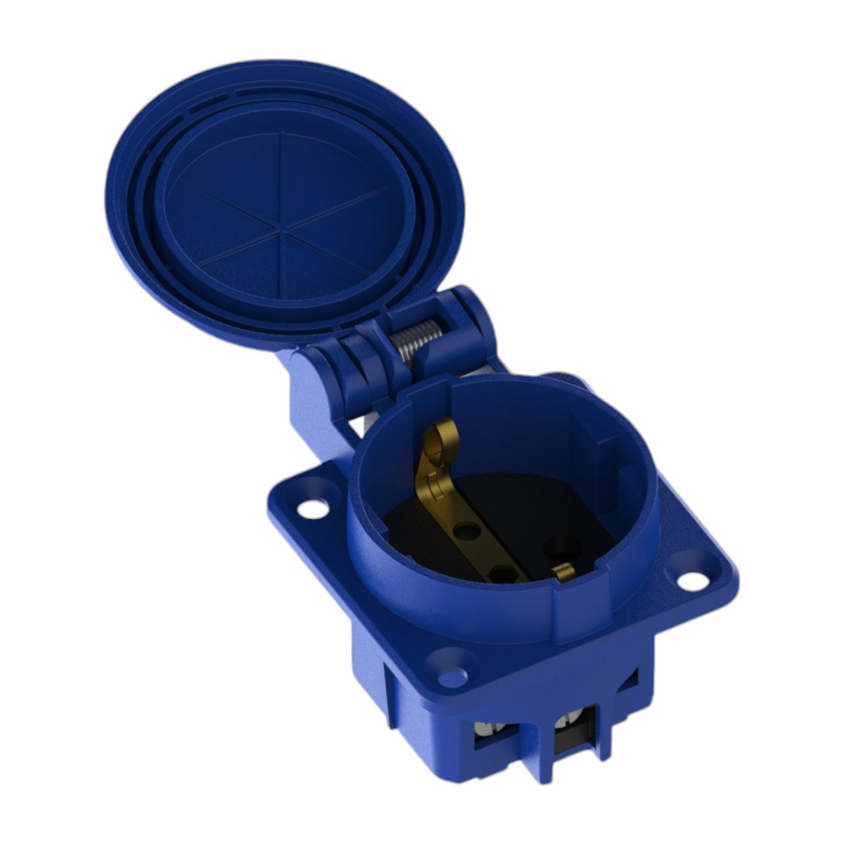 Hermetic socket 2P+Z, 230/220v, with grounding, IP44, with cover, blue, 250V Schuko
