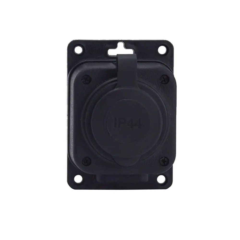 Wall socket "in rubber" black 250V, 16A, IP44, SCHUKO 2P+Z, 1KMP-F, Bylion