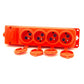 4x orange rubber socket with IP44 hermetic cover 250V, 16A, 2P+Z, French type E, 4KMP-E-O, Bylion
