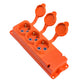 Triple "rubber" socket orange with hermetic cover IP44 250V, 16A, SCHUKO 2P+Z, 3KMP-F-O, Bylion