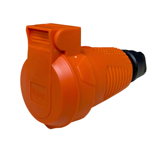 Orange rubber hermetic socket IP54 with door 2P+Z 16A 250V SCHUKO RDP-O-F Bylion