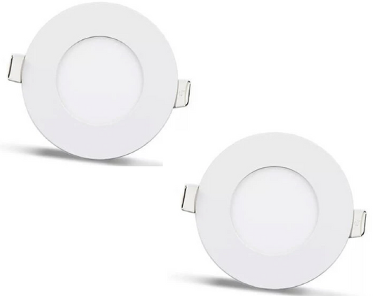 2 pieces - round LED panel 3W / 270Lm circular recessed white (power supply included) 4000K YL10-0307