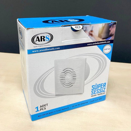 ARS-White axial wall fan for bathroom / WC white with silent grille 100 mm, 90 m3/h, 340041