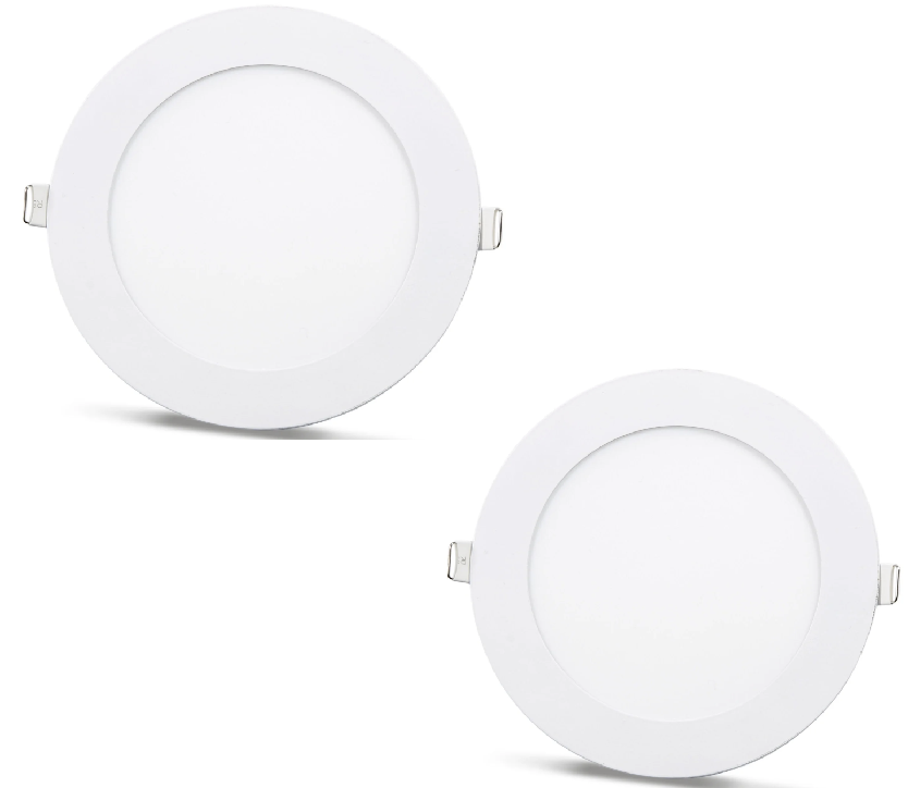 2 pieces - white SLIM LED panel 9W / 810 Lumen circular recessed (power supply included) 4000K YL10-0907