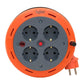 Compact reel extension cable, 5 m cable with 4 IP20 sockets + thermal fuse + child fuse, 3x1mm2, SCHUKO type grounding, PHE-05310-F