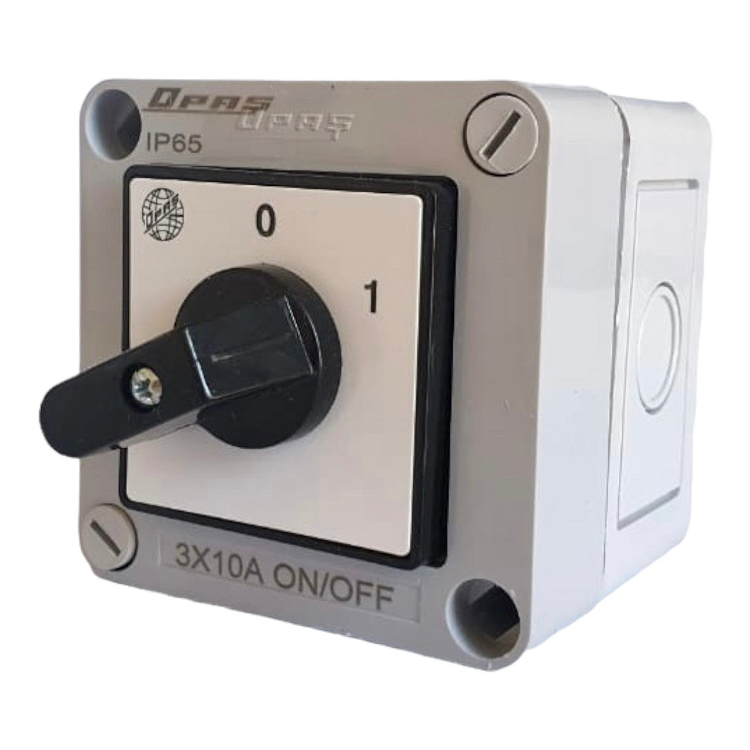 ON-OFF switch in plastic. IP65 three-pole 0-1, ON-OFF – PELEK_IT