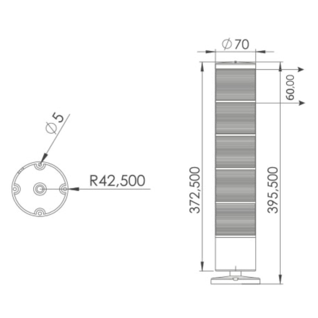 Signaling Columns Five-tier signaling column with surface mounting and 10 cm tube – PELEK_IT